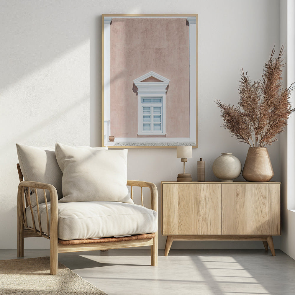 Roze muur en fronton | Poster