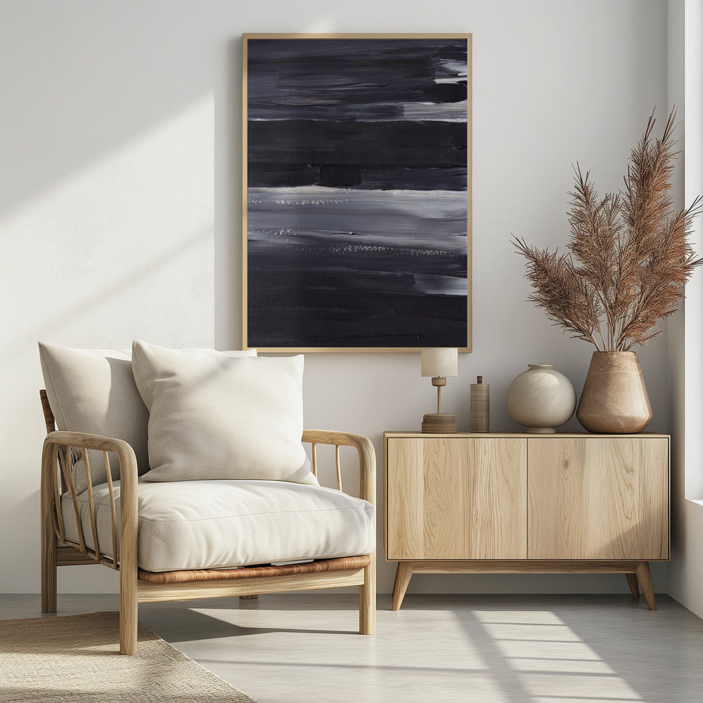 Expressieve monochrome penseelstreken | Poster
