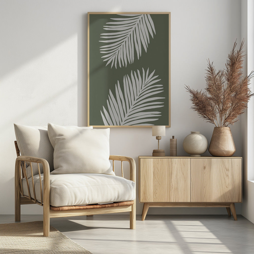 PALMBLAD 06 GROEN WIT | Poster