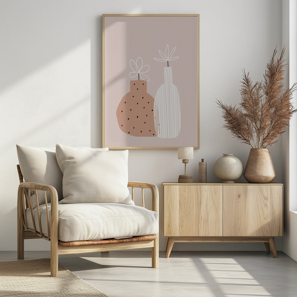 Minimalistische dubbele vazen | Poster