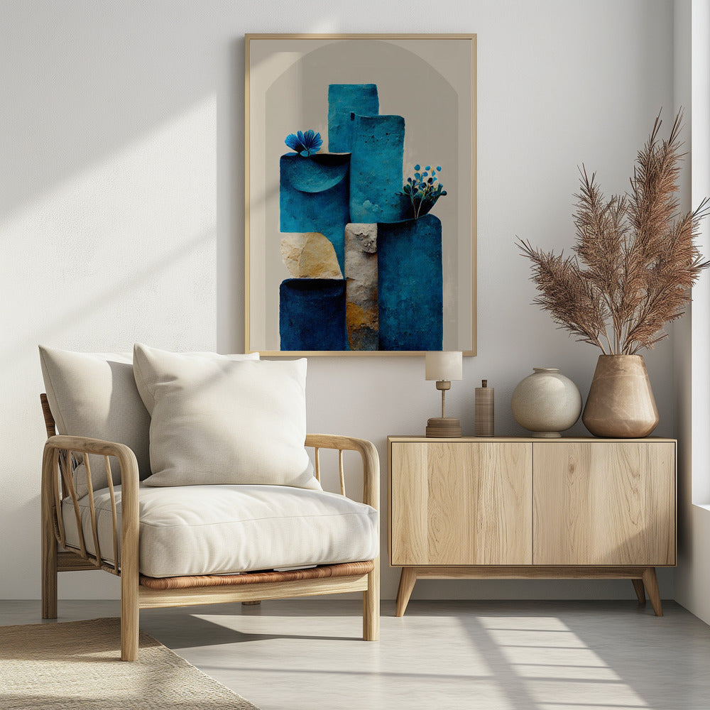 Blauwe elementen stijgen | Poster