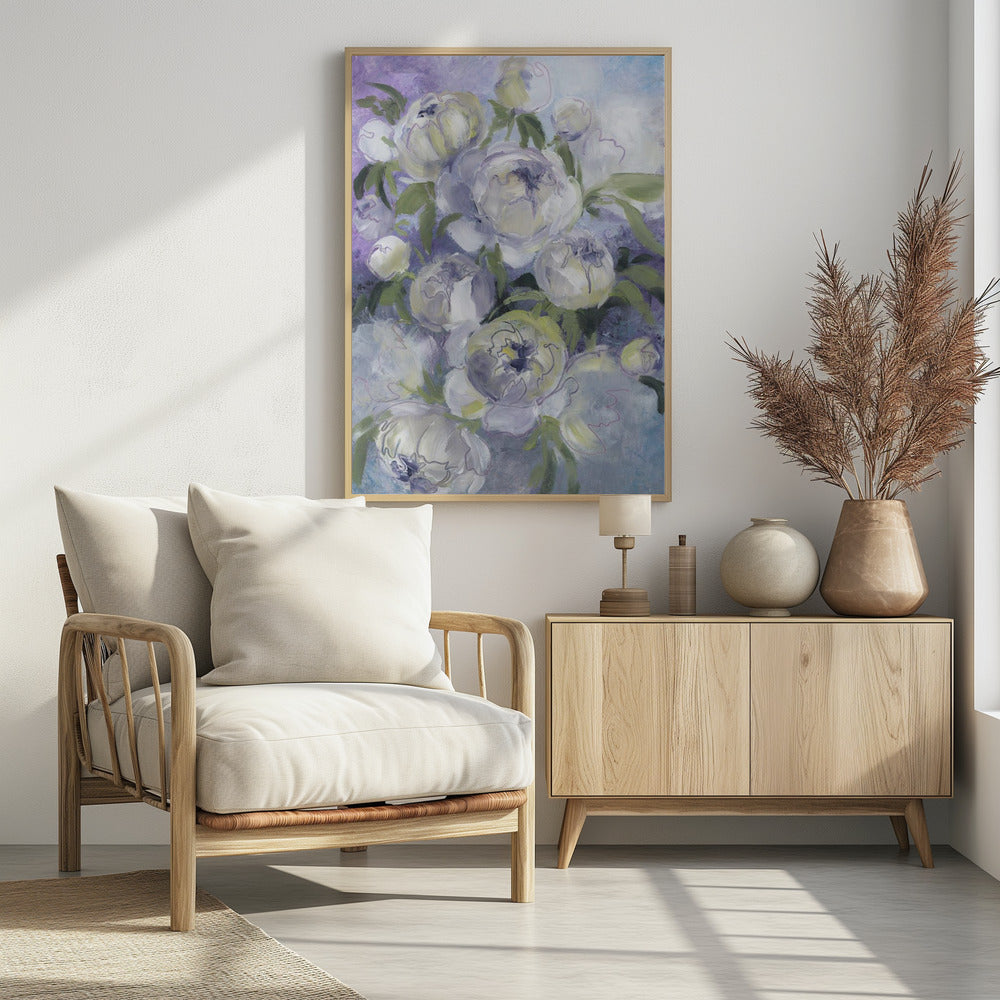 Droevige, schilderachtige bloemen in violet | Poster