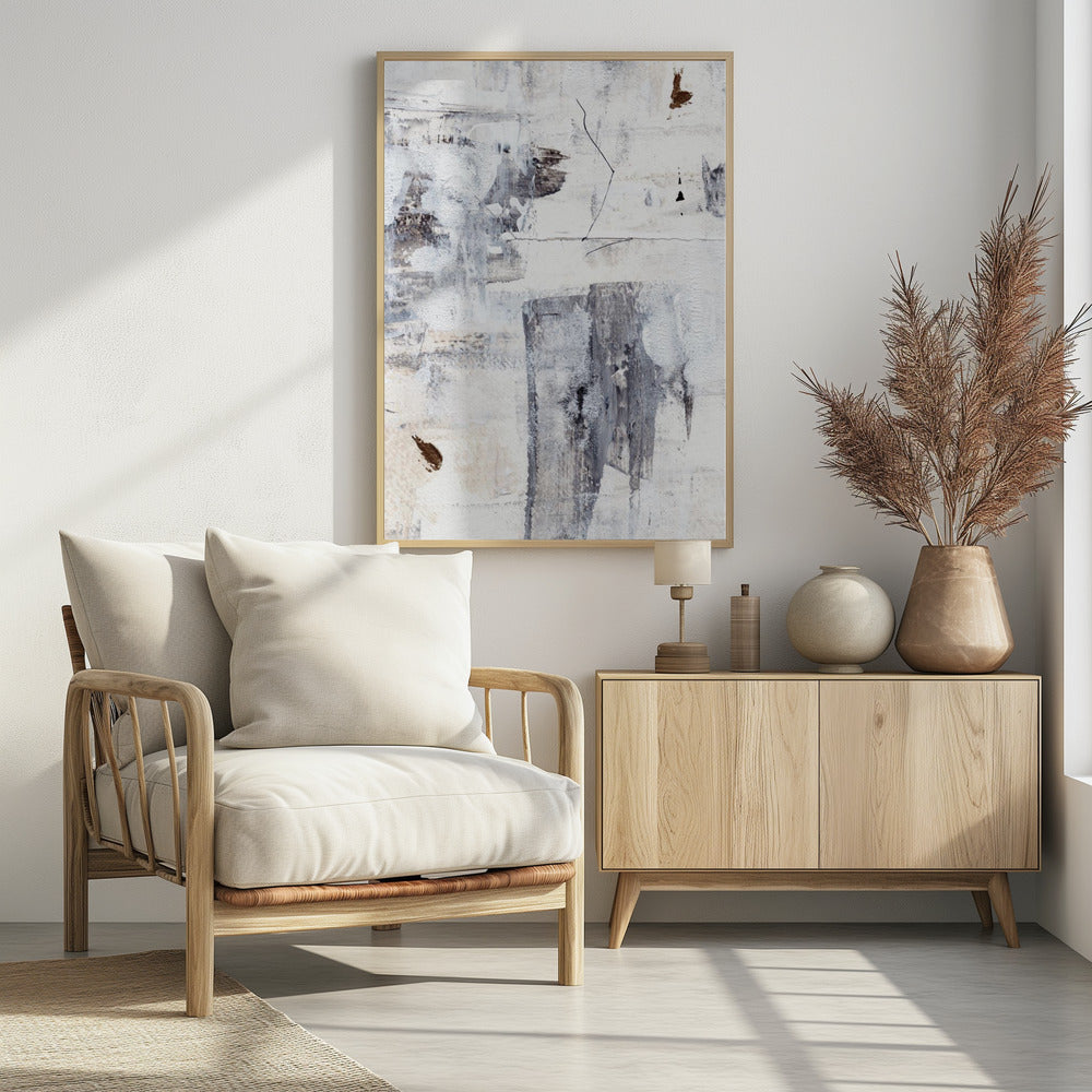 Abstract schilderij met gelaagde penseelstreken | Poster