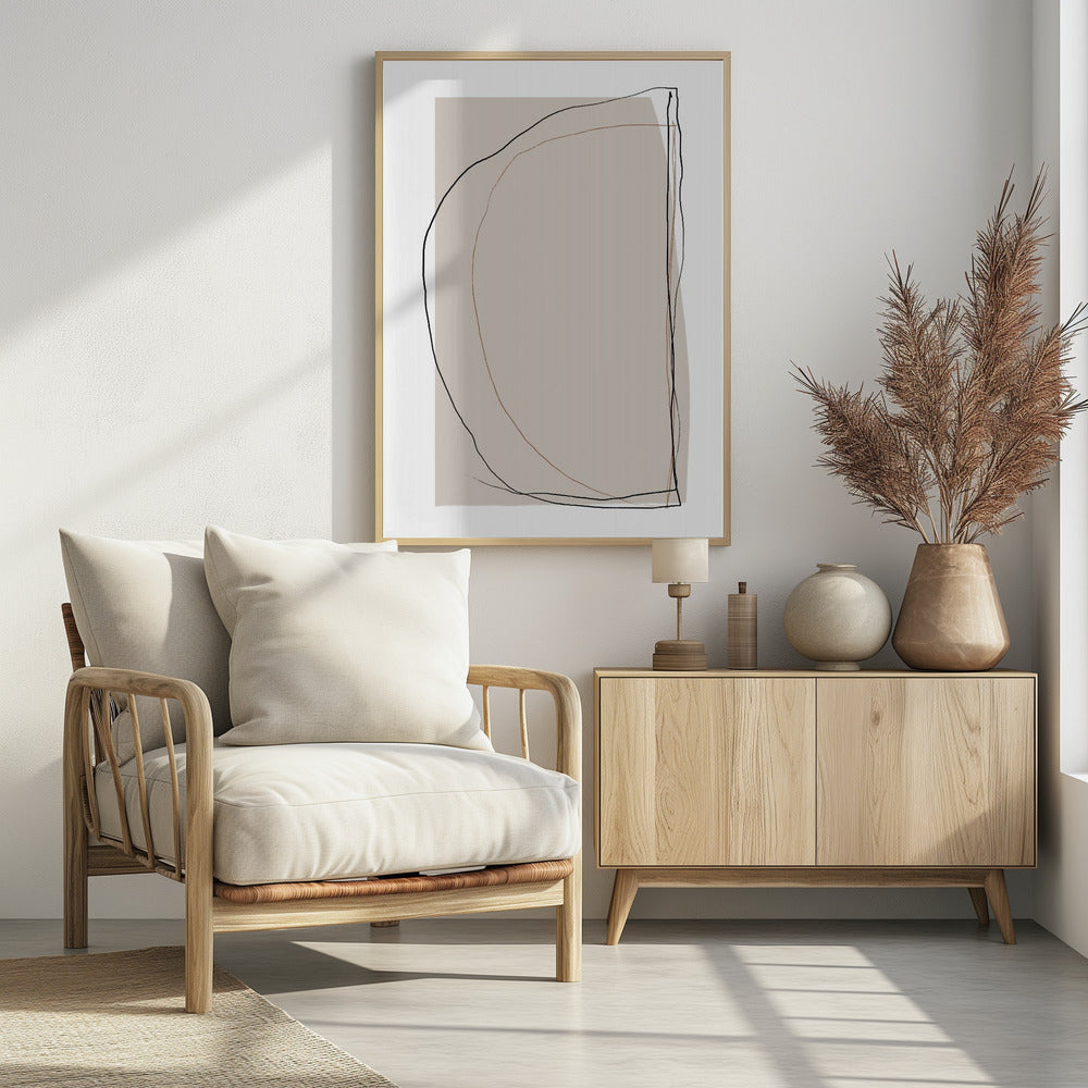 Elegante lijnkunst op een neutrale beige achtergrond | Poster
