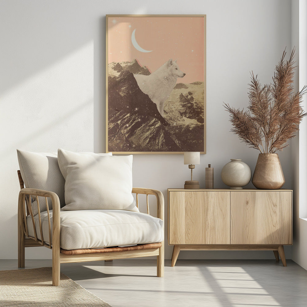 Reuzenwitte wolf in de bergen | Poster