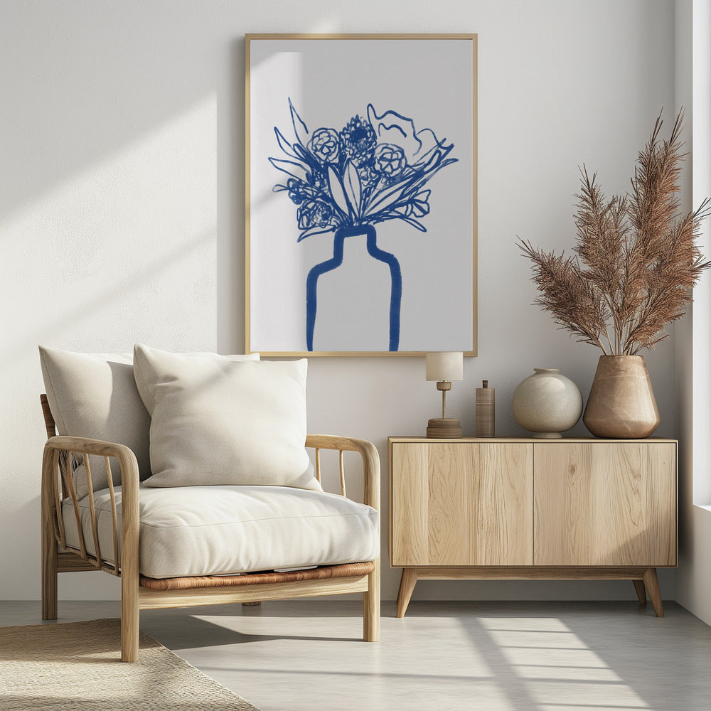 Blauwe vaasboeket | Poster
