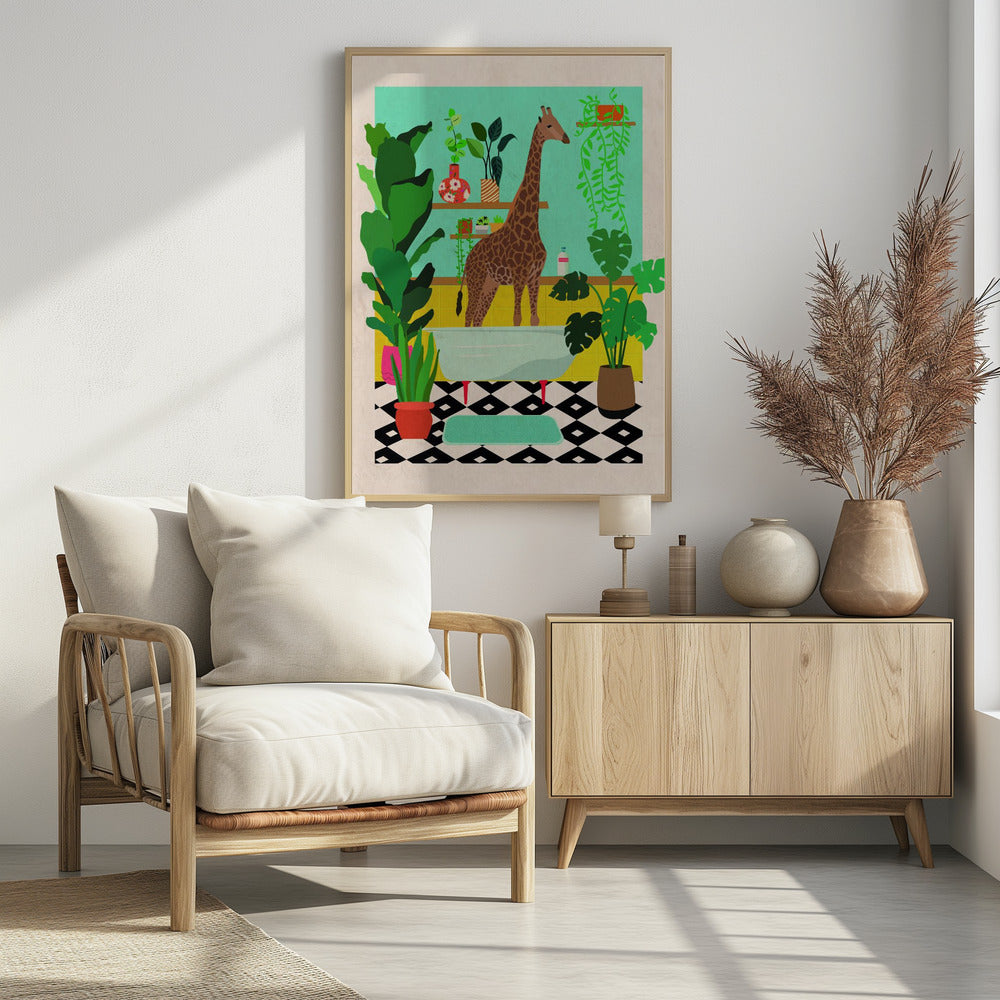 Giraffen in bad | Poster