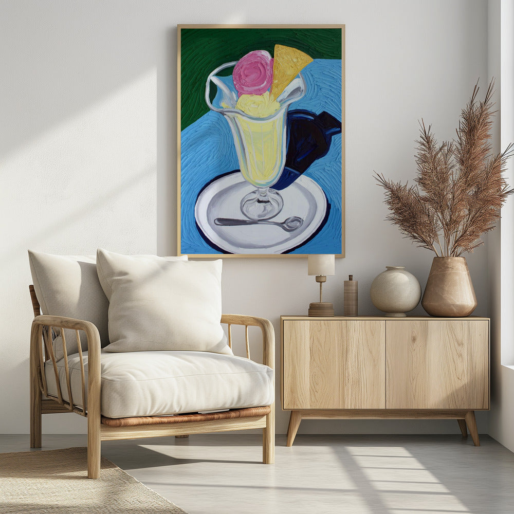 Frambozen- en vanille-ijs | Poster