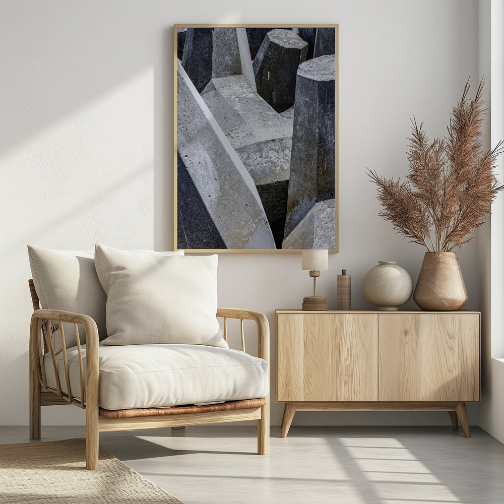 Doolhof van betonnen vormen | Poster
