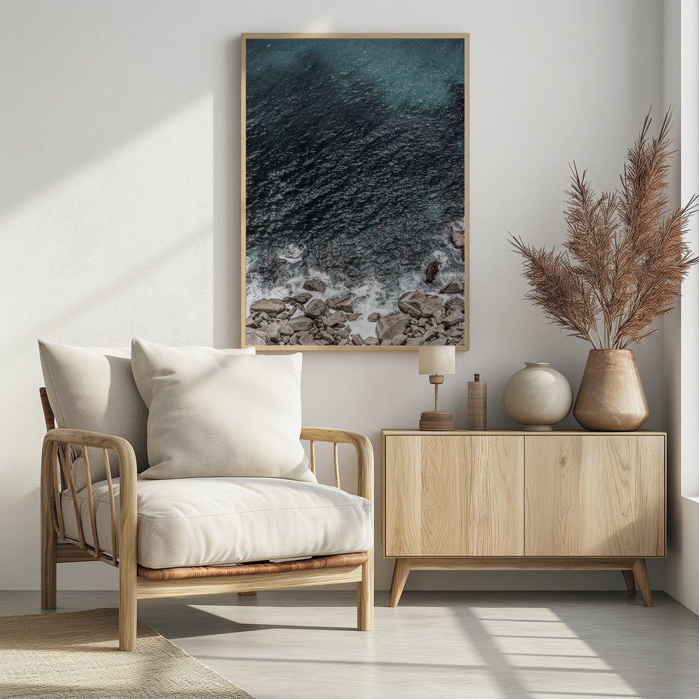 Golven aan de rotsachtige kustlijn | Poster