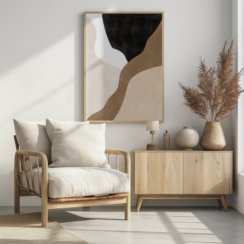 Abstracte beige en bruine kunst | Poster