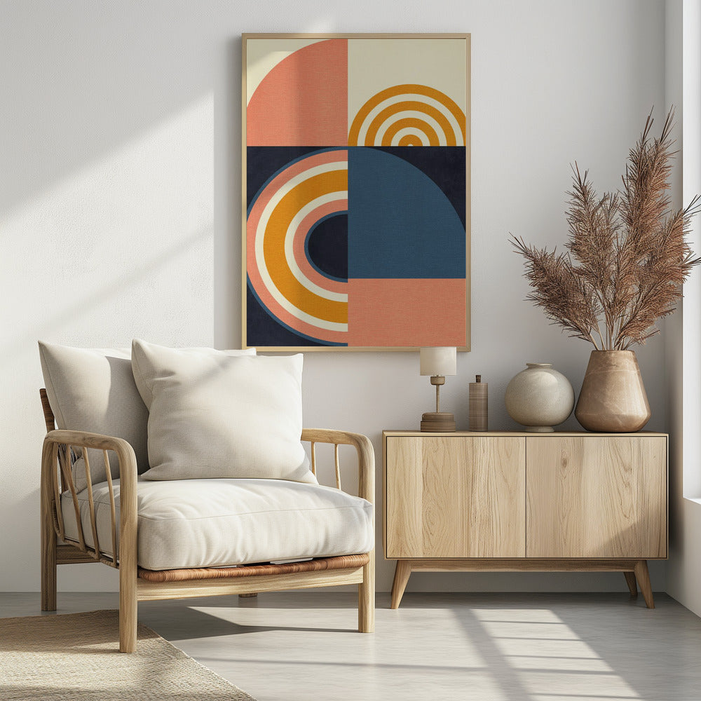 Regenboog Plus Vormen Blauw Mosterd9 | Poster