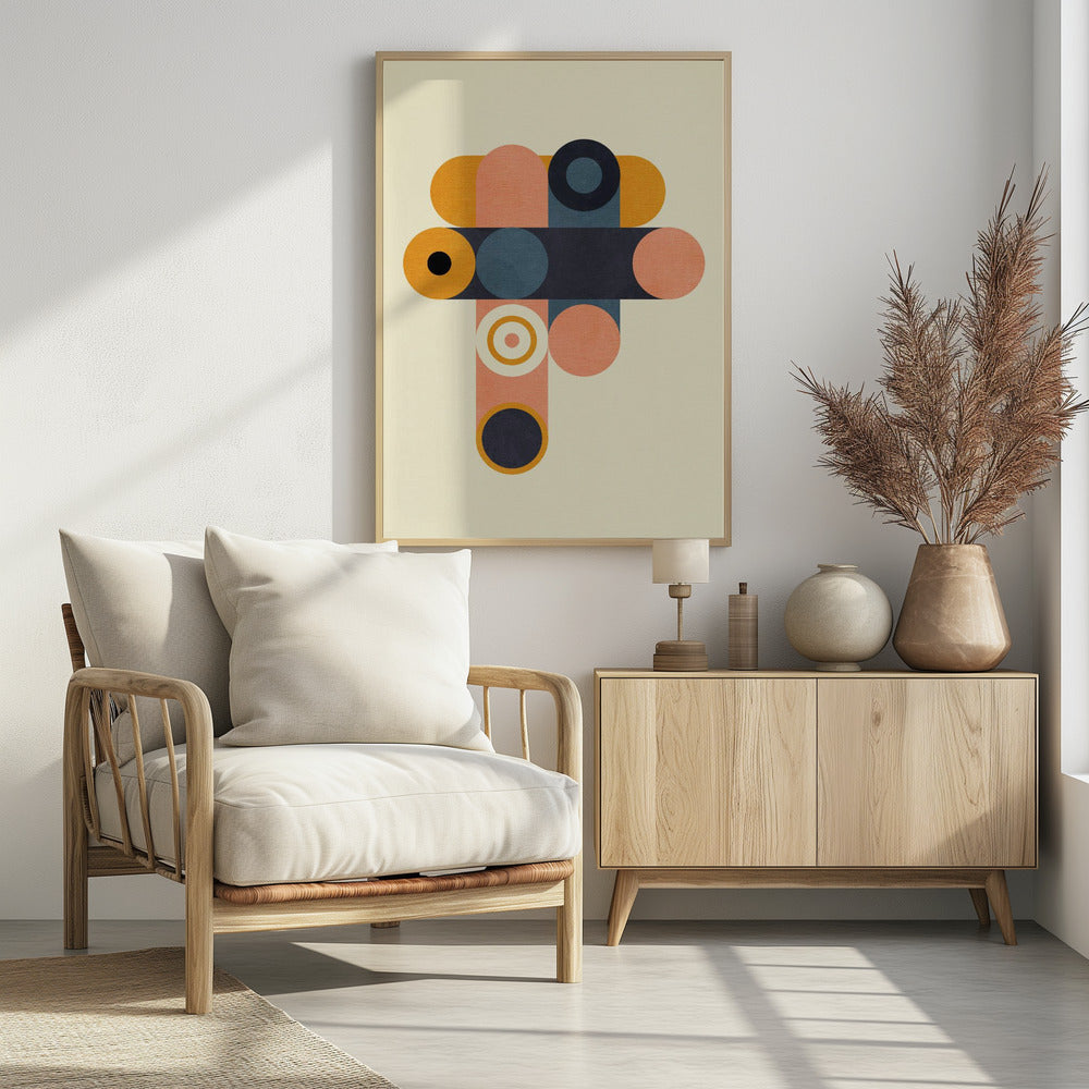 Regenboog Plus Vormen Blauw Mosterd8 | Poster