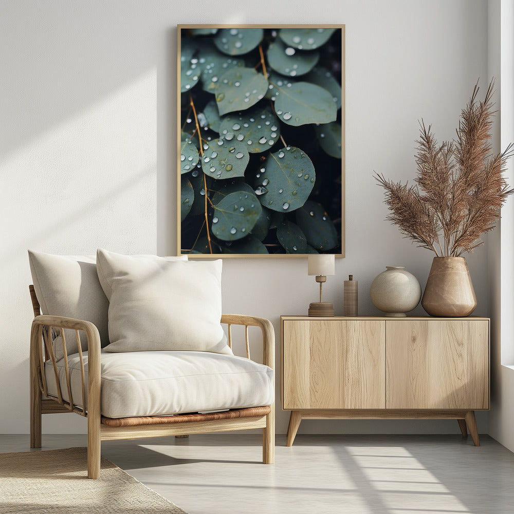 Door de regen gekuste bladeren | Poster