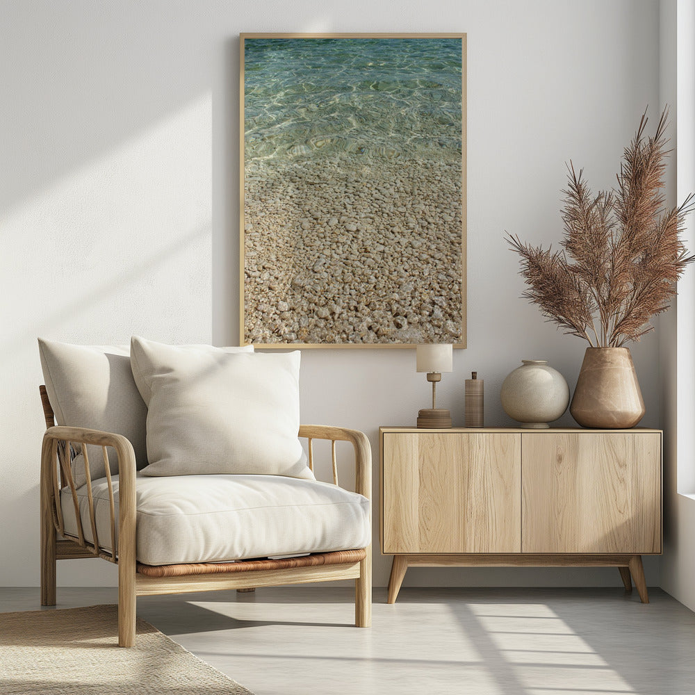 Aqua Ocean en gouden kiezels | Poster