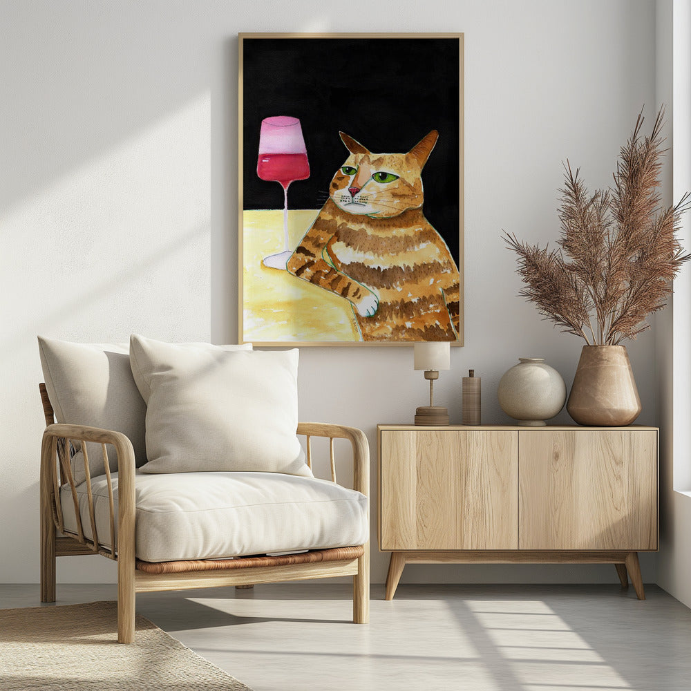 Kattenvrijdagavonddrankjes Wijn Grappige kattenhumor | Poster
