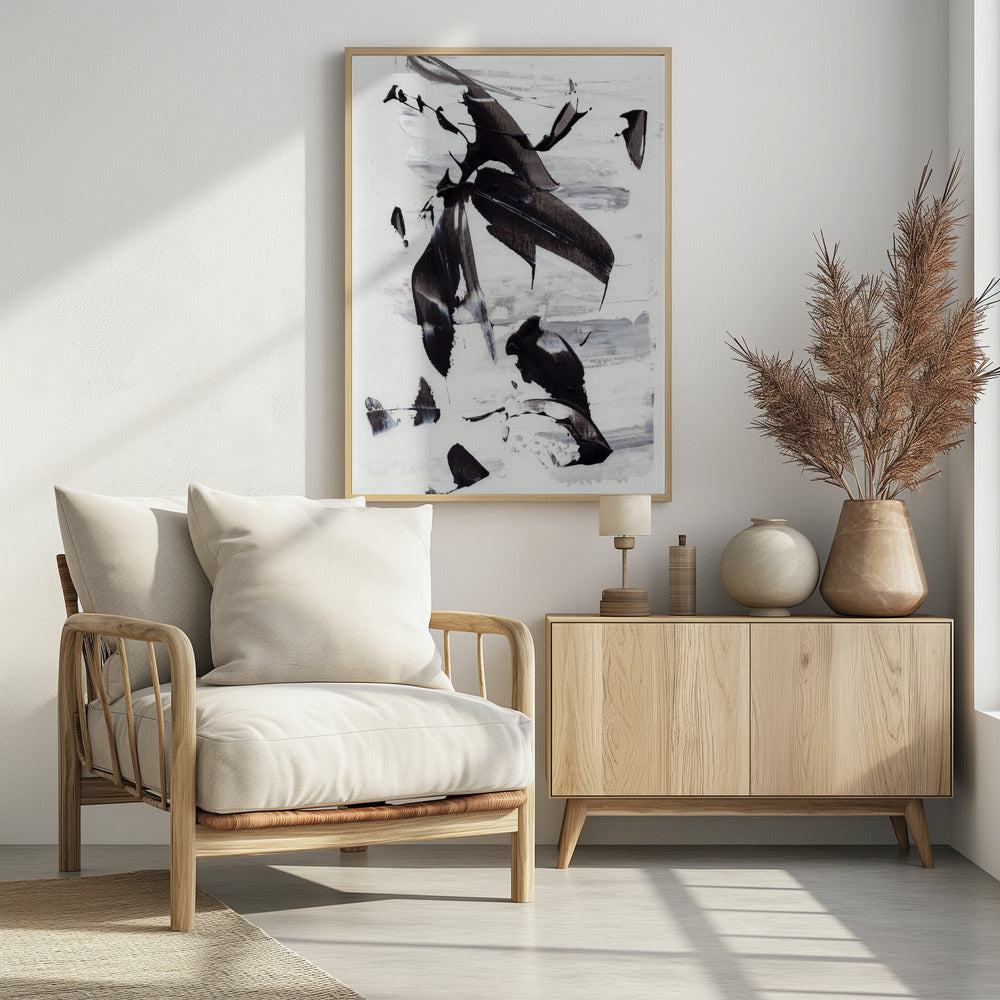 Monochrome dynamische penseelstreken | Poster