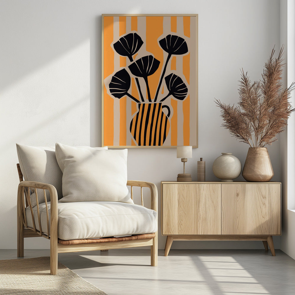 Opvallende bloemenstrepen | Poster