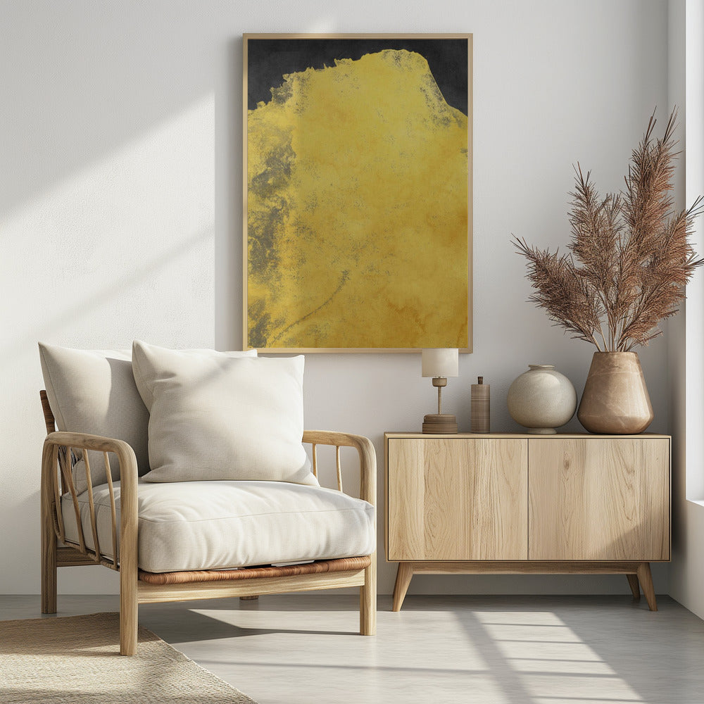Minimalistisch landschap zwart en geel 01 | Poster
