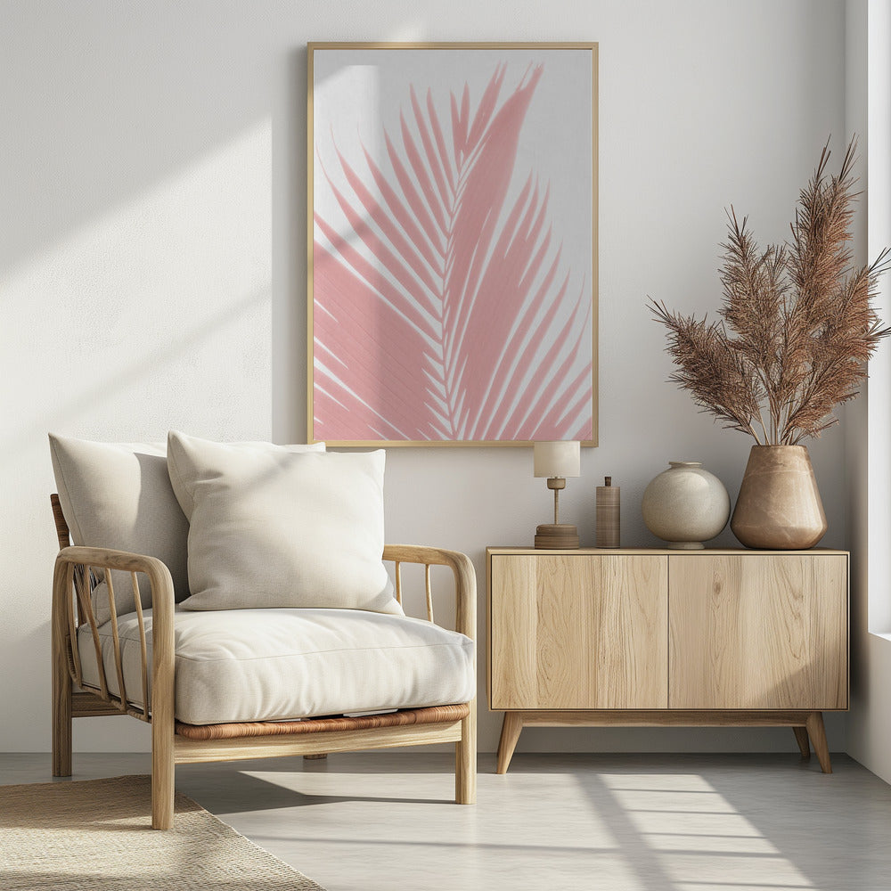 Pink Palm Leaves Silhouette | Poster