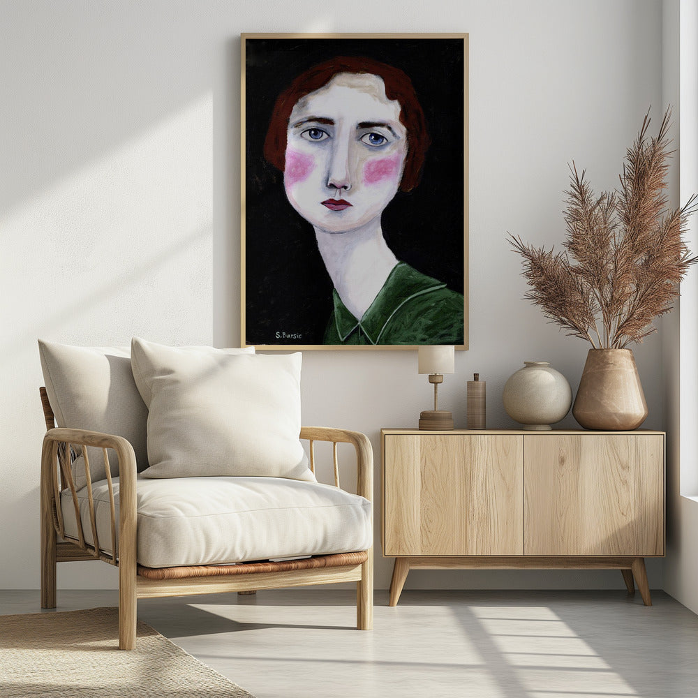 Vintage Vrouw met roze wangen | Poster