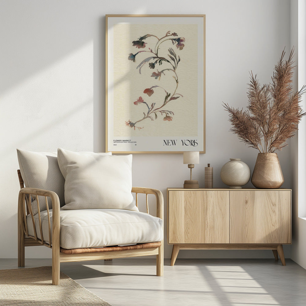 Collectie aquarelprints. Bloemenmarkt - New York | Poster