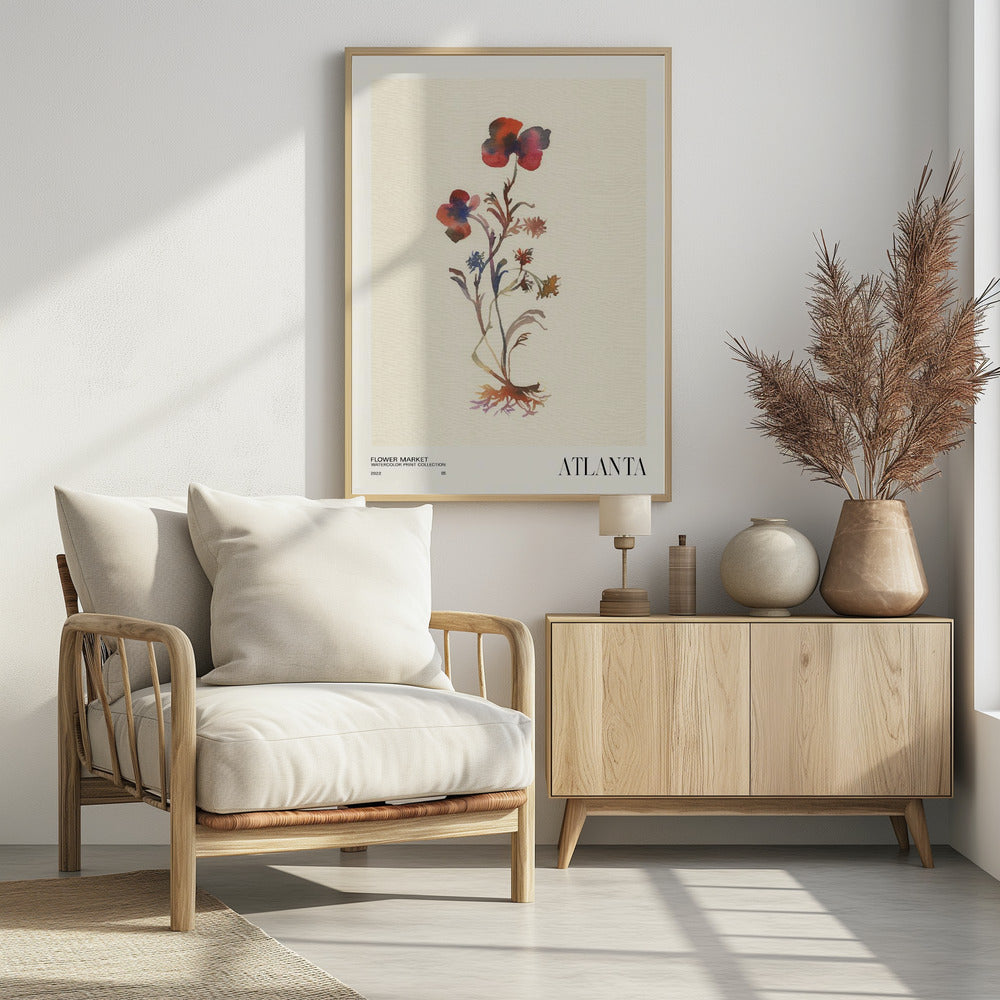 Watercolor print collection. Flower market - Atlanta | Poster