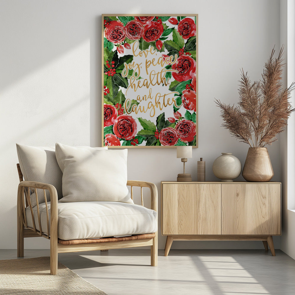 Beste wensen voor de feestdagen, rode rozen | Poster