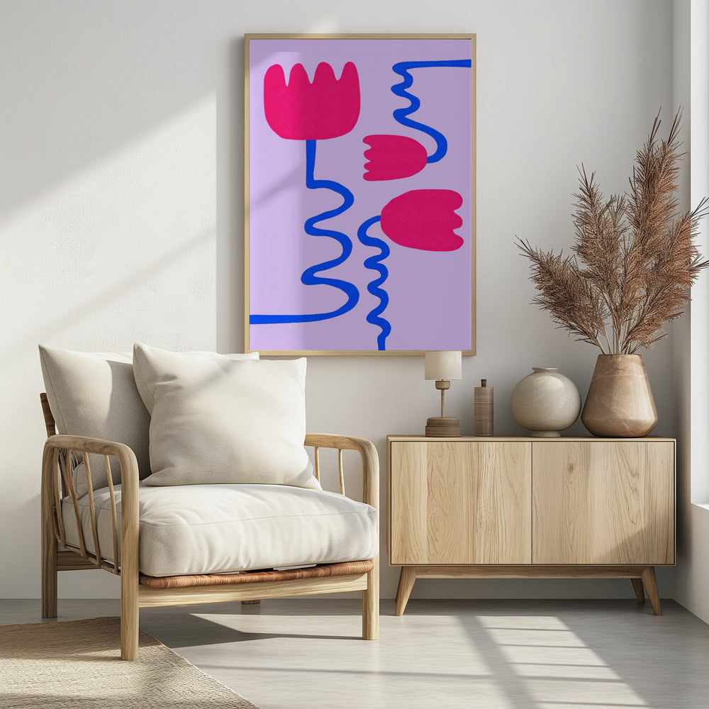 Karmozijnrode bloemen | Poster