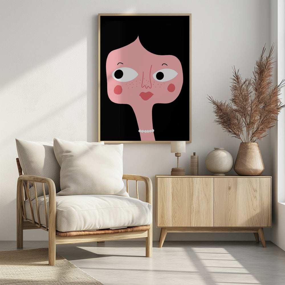 Eigenzinnig roze gezicht | Poster