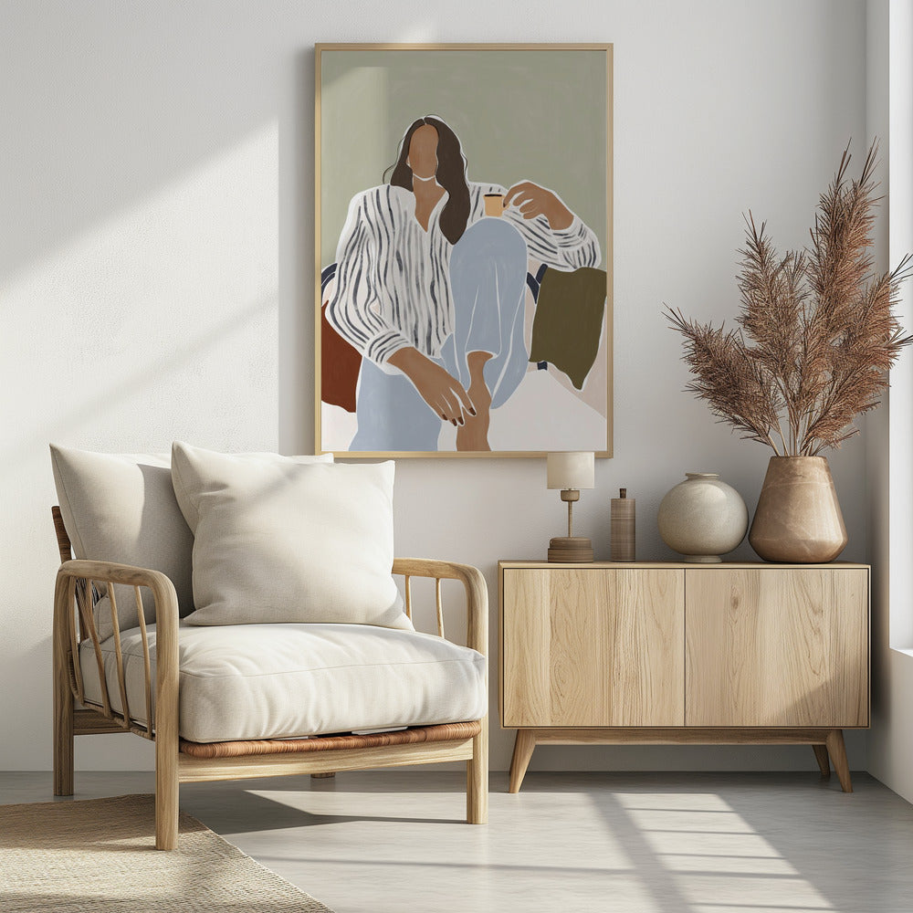 Vrouw geniet van een kopje espresso | Poster