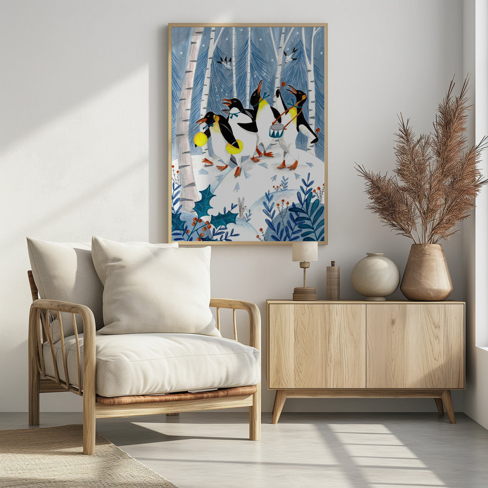 Pinguïns maken muziek in het bos | Poster