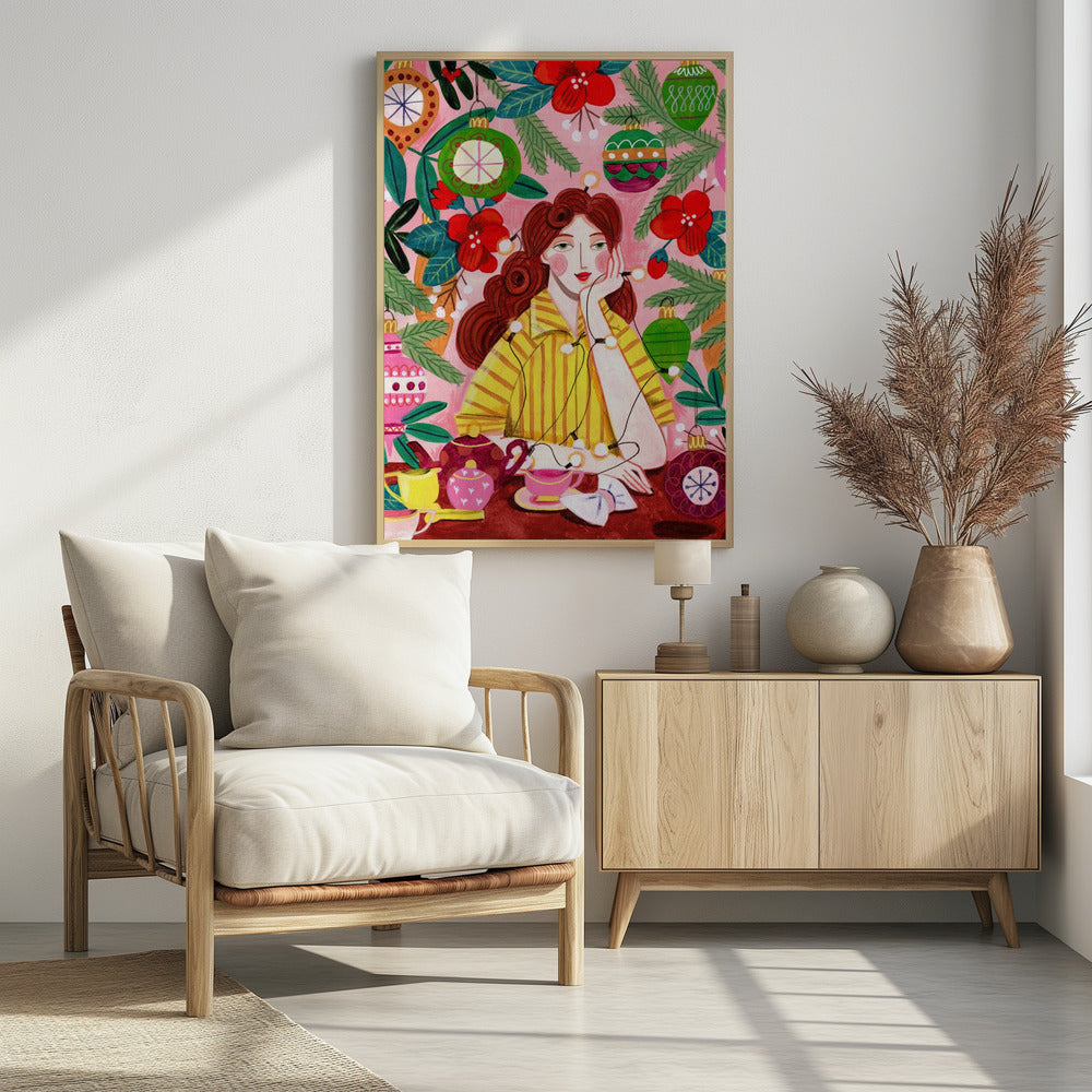 Retro Kerstvrouw | Poster