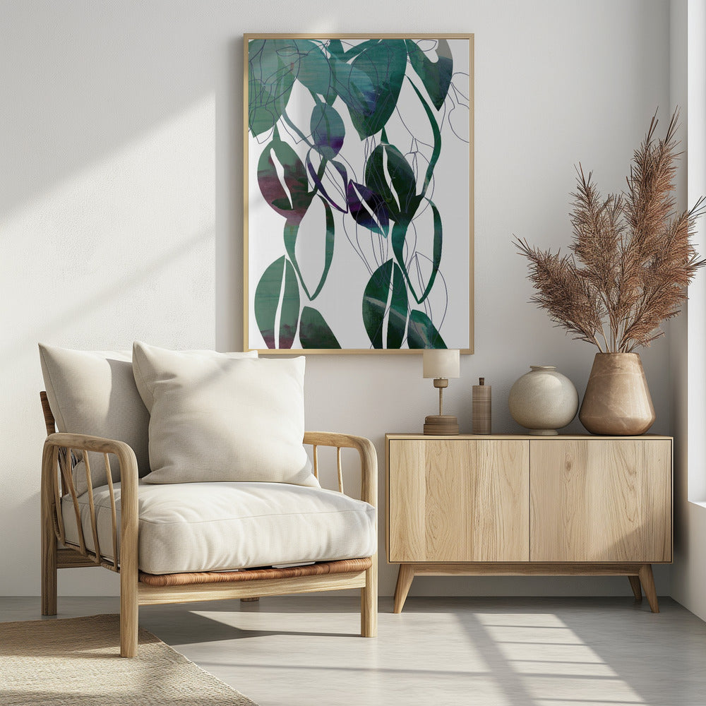 Botanische bladprintkunst in marineblauw 4 | Poster