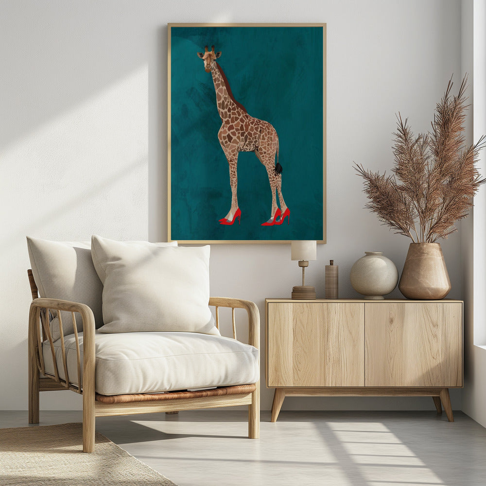 Giraffe turquouise heels | Poster
