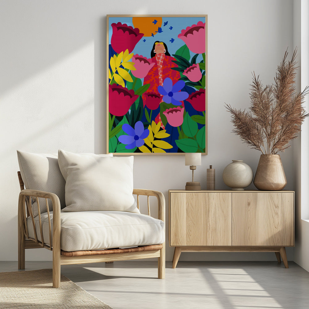 Woman in Flower Garden | Poster