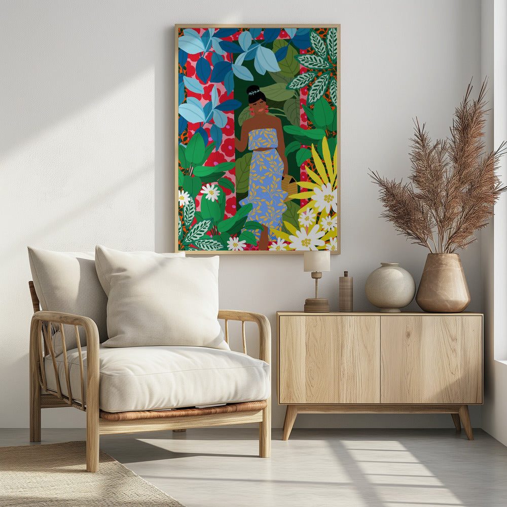 Woman In A Dress With Flowers | Poster