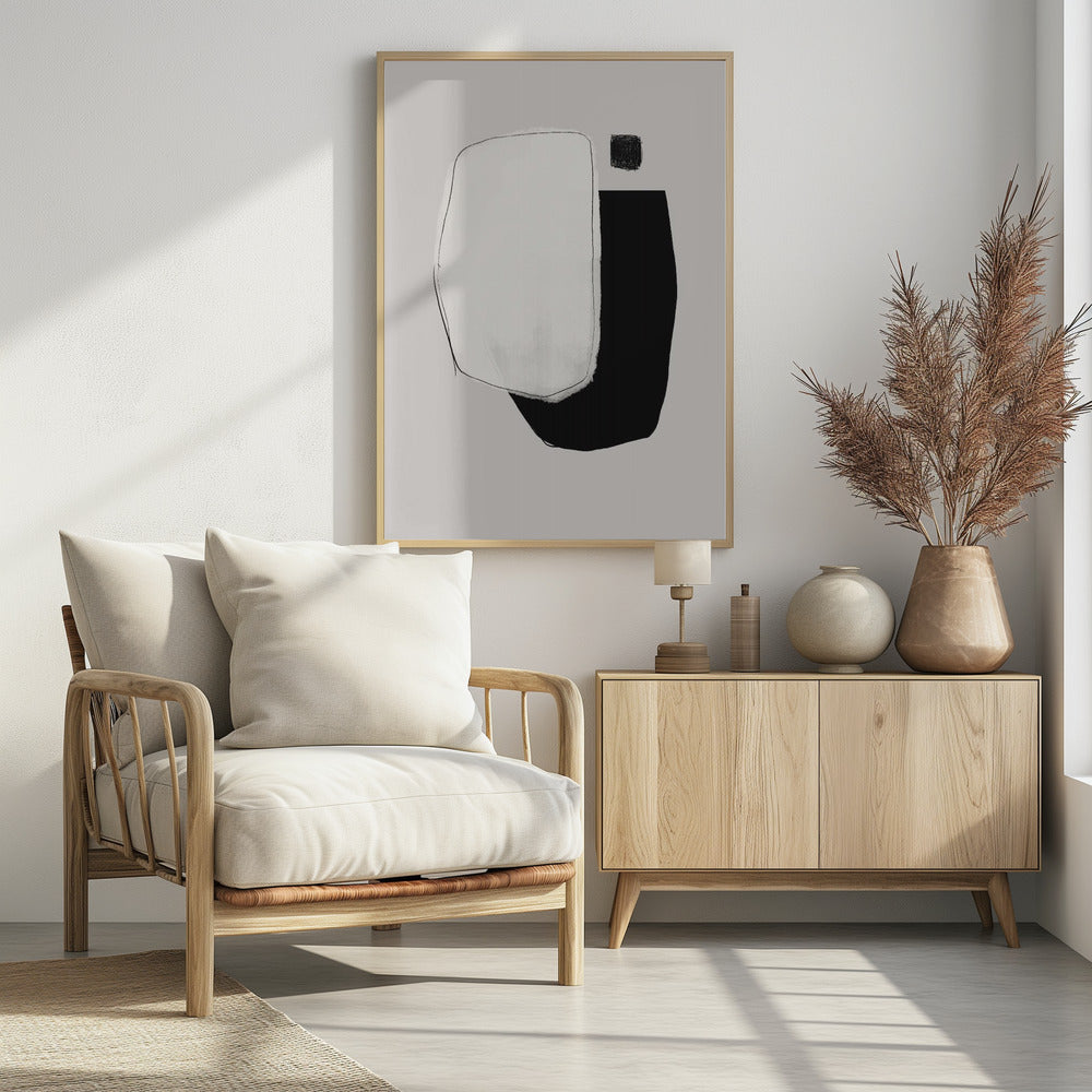 Monochrome vormen en negatieve ruimte | Poster