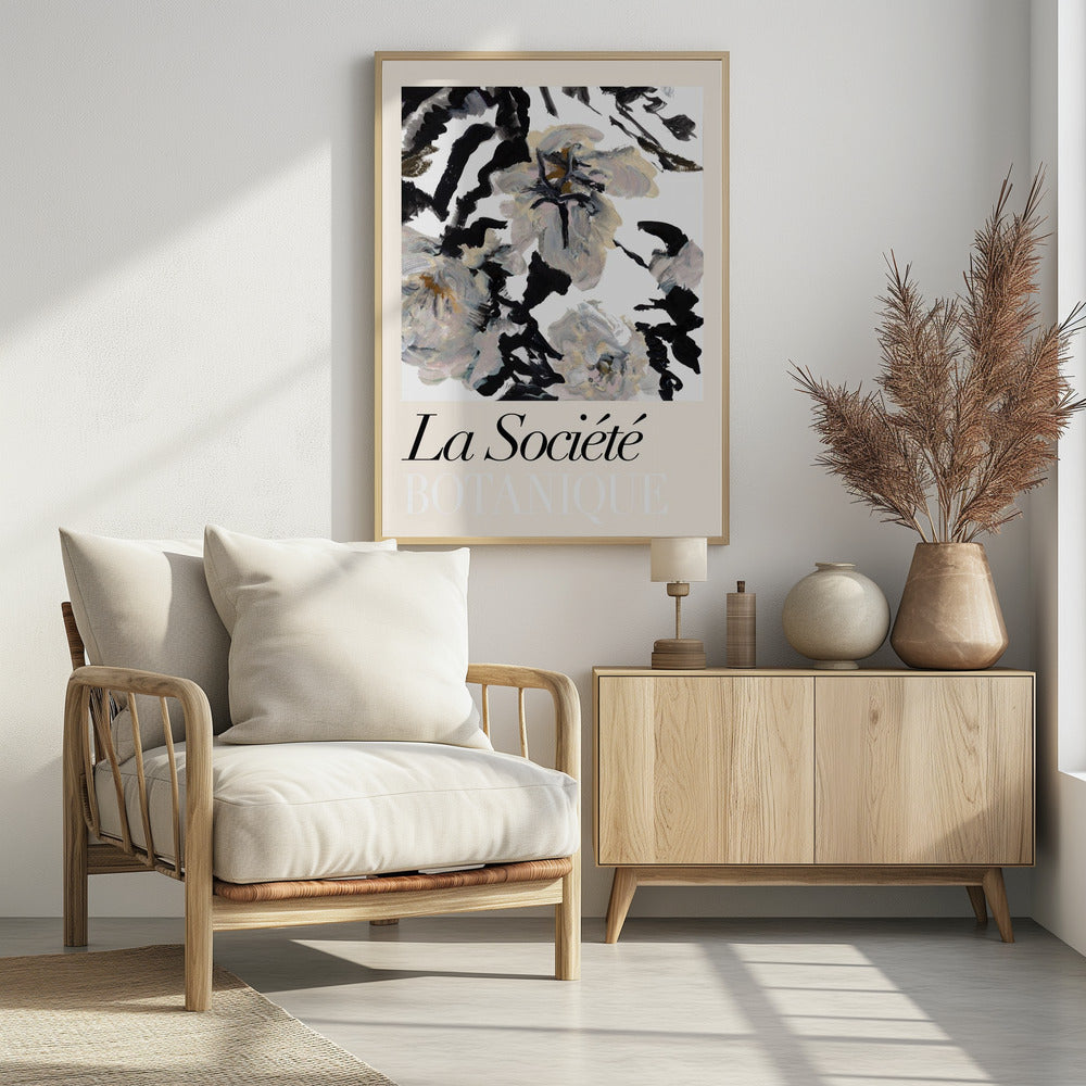 La Société Botanique Zwarte en witte en crèmekleurige bloemen 2 | Poster