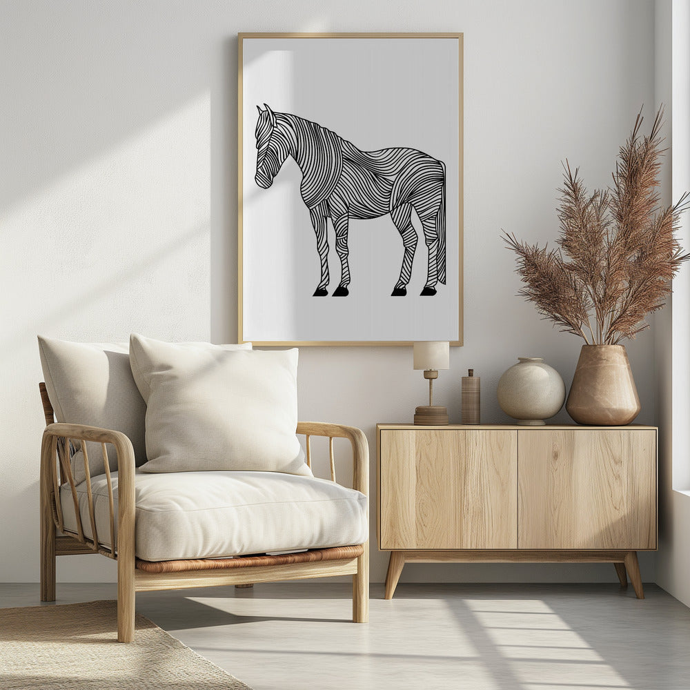 Lijnenkunst Paard | Poster