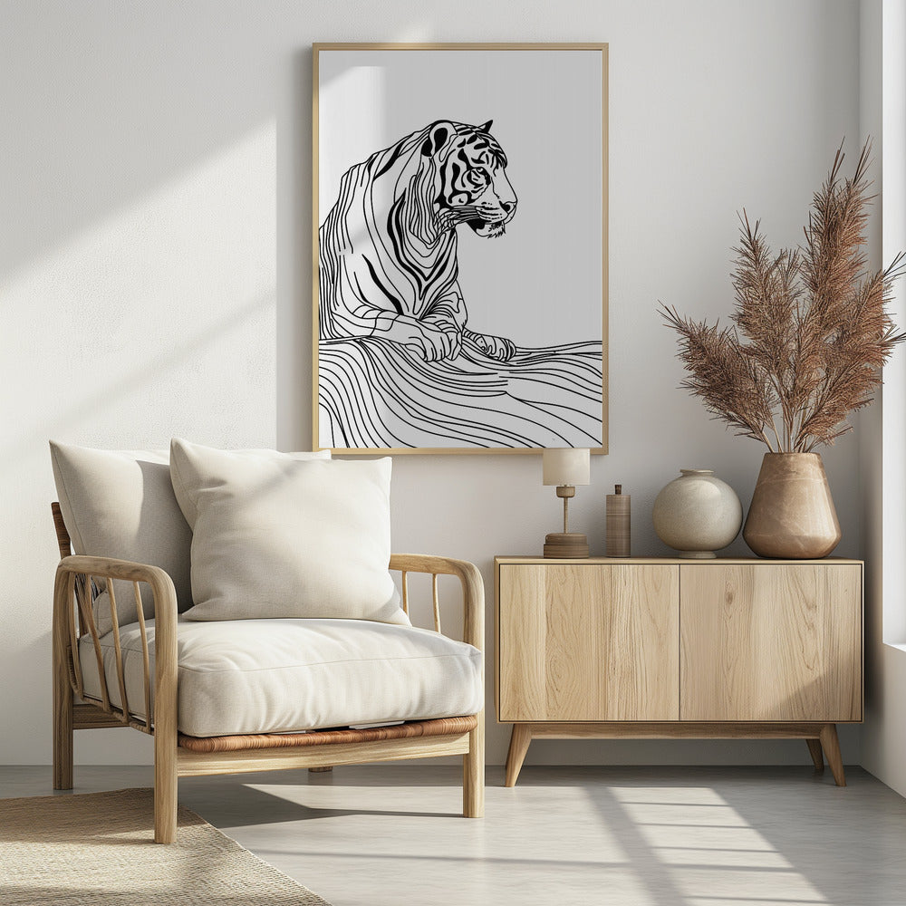 Lijnenkunst Tijger | Poster