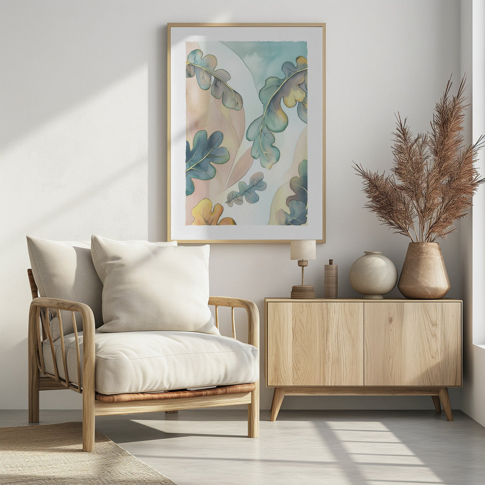 Watercolor Oak Leafs | Poster