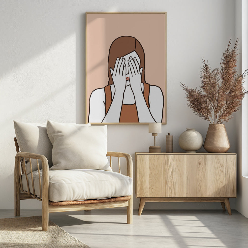 Verlegen vrouw | Poster