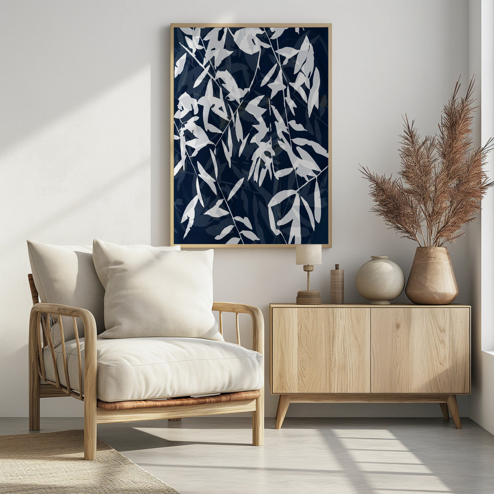 Marineblauwe witte bamboe 2 | Poster
