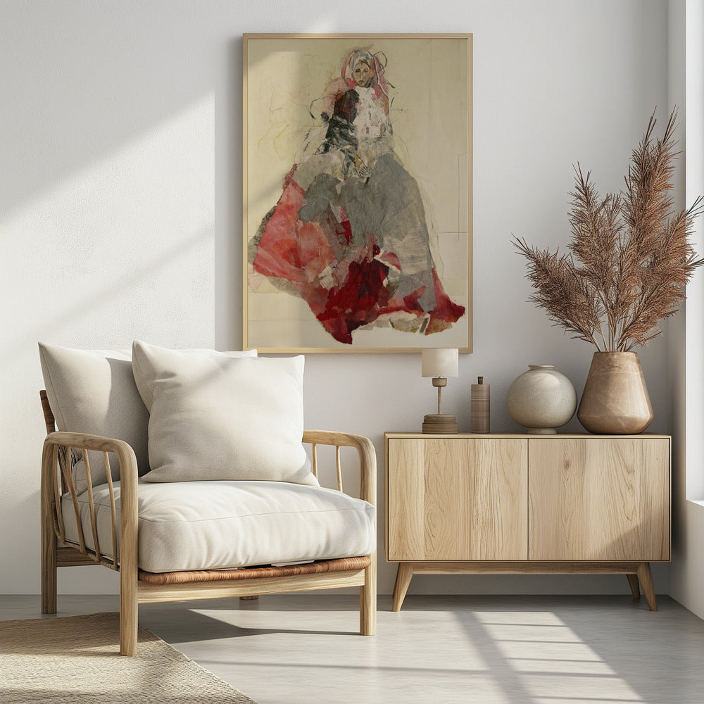 Vrouwenportret met kleurrijke jurk | Poster