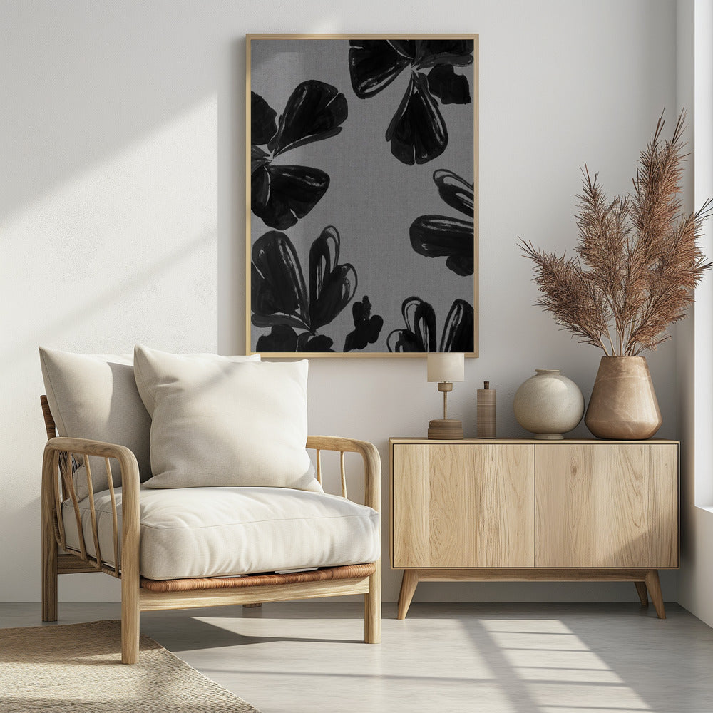 Zwarte bloemen 5 | Poster
