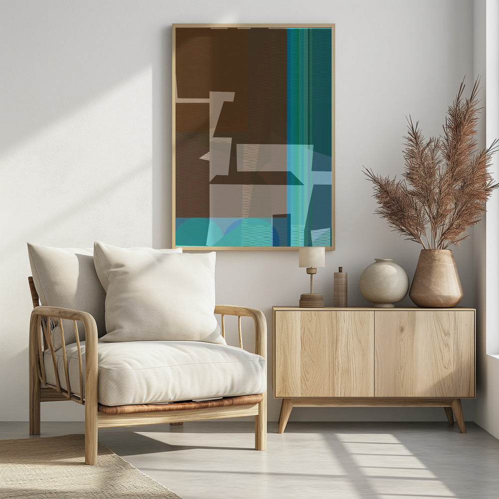 Bruin Blauw Geweven 1 | Poster