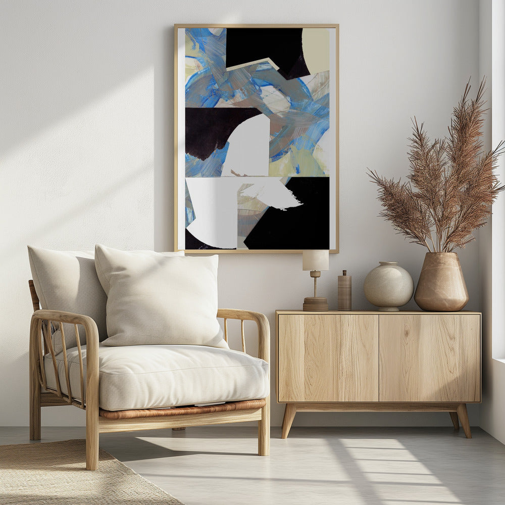 Blauw Neutraal Beige Zwart 3 | Poster