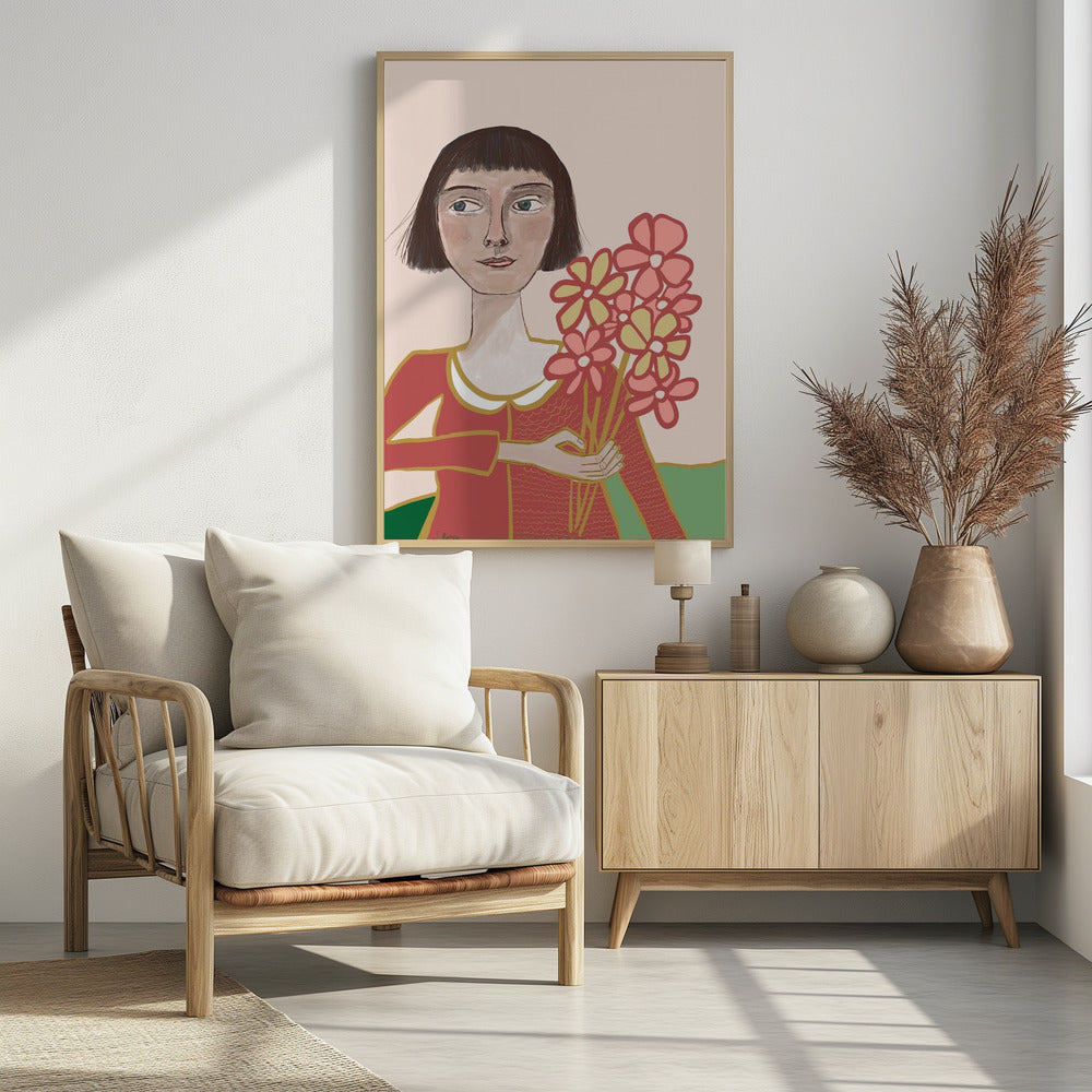 Vrouw met bloemen | Poster