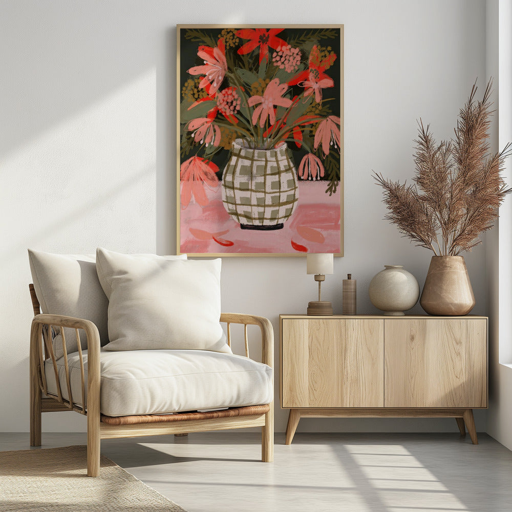 Petals in Patterned Vase | Poster